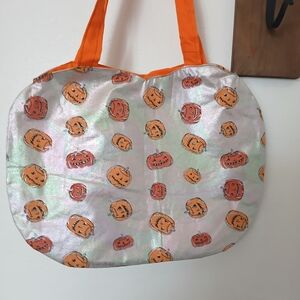 Pumpkin Print Silver Tote Bag